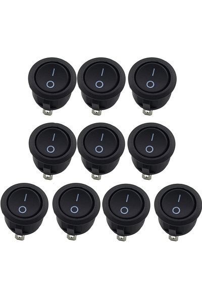 AOKIN 10pcs 10pcs Switch 2 Pin Small On/off Round Rocker Switch Led Illuminated Car Dashboard Dash Boat Va