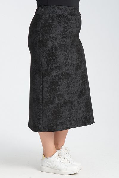 Dejabrew Jeans Fusta midi neagră cu model uleiat imprimat A030-1