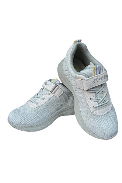 Liger Çocuk Örgülü Bağcıklı Cırtlı Spor Ayakkabı BEYAZ