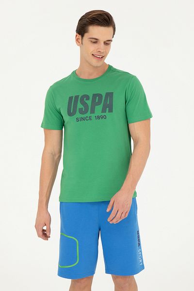 U.S. Polo Assn. تي شيرت أخضر اللون برقبة دائرية للرجال 50282027 -vr054