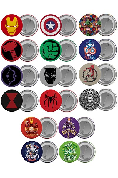 Saturn Avengers Çanta Rozeti Seti Yenilmezler 16 Adet En Büyük Boy 5.8cm İğne...