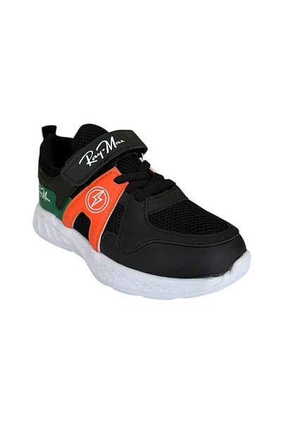 Liger Pantofi sport cu velcro pentru copii NEGRU - PORTOCALIU
