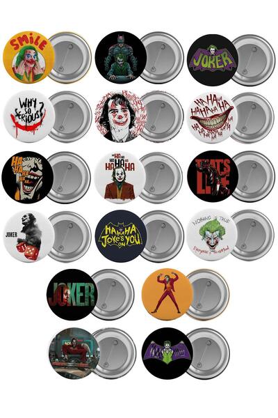 Saturn Joker Çanta Rozeti Seti 16 Adet En Büyük Boy 5.8cm İğneli Broş