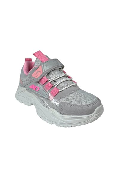 Liger Çocuk Akıllı Bağcık Cırtlı Spor Ayakkabı GRİ-PEMBE