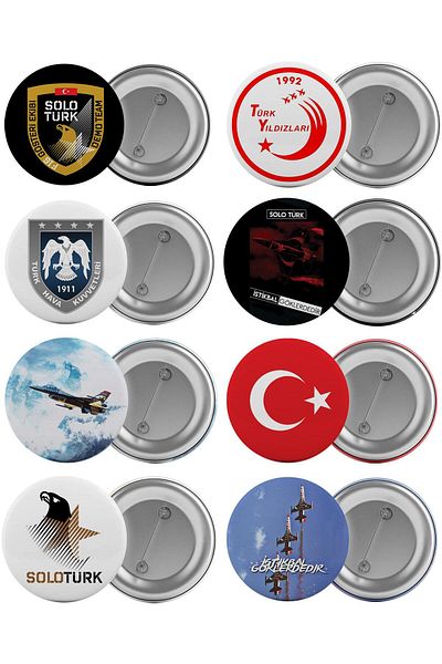Saturn Solotürk Bag Badge Set 8 Pieces Biggest Size 5.8cm Pin Brooch