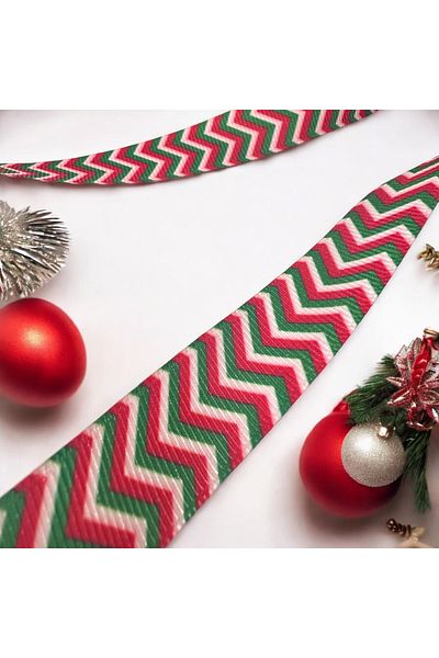 BukiroAtelier Christmas Ribbon - Pine Tree Patterned, 2 Meters Gift Packaging