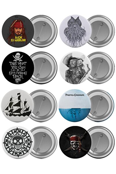 Saturn Karayip Korsanları Çanta Rozeti Seti 8 Adet En Büyük Boy 5.8cm İğneli ...