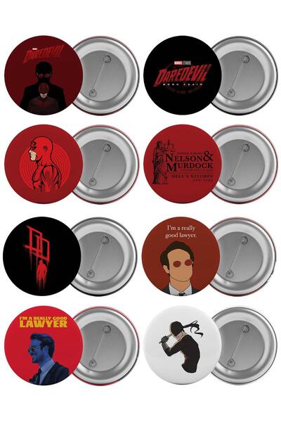 Saturn Daredevil Çanta Rozeti Seti 8 Adet En Büyük Boy 5.8cm İğneli Broş