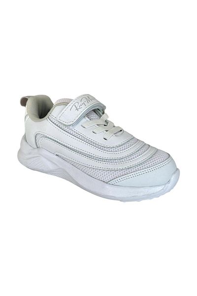 Liger Pantofi sport albi pentru copii - cu șireturi și velcro
