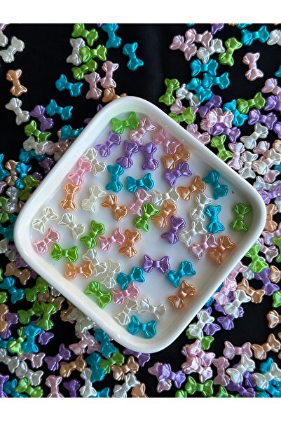 Bijumix Aksesuar 50 Adet (15MM) Sedefli Karışık Renkli Kurdele Boncuk Kurdela