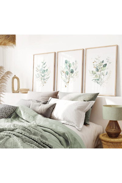 woodhomeworks Ahşap Çerçeveli 3 Lü Soyut Tablo Home Ev Salon Oturma Odası Yat...