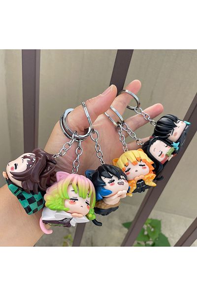 Choice Random 1pc Demon Slayer Anime Figure Keychain Tanjirou Nezuko Zenitsu Q Version Bag Pendant Mitsuri