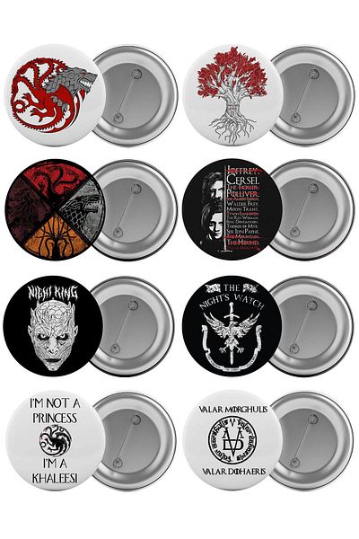Saturn Game Of Thrones Bag Badge Set 8 Pieces Biggest Size 5.8cm Pin Brooch