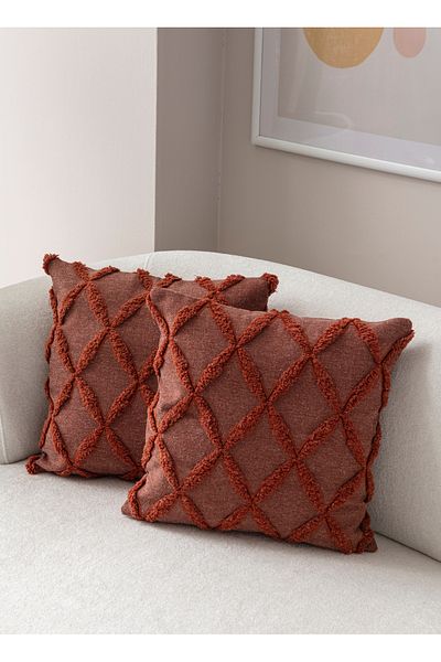 SWITA Tesatura de in Dublu Buline - Husa de perna 43x43 Tigla