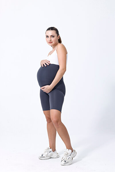 bodin Above Knee Biker Flexible Adjustable Waist Maternity Shorts Leggings