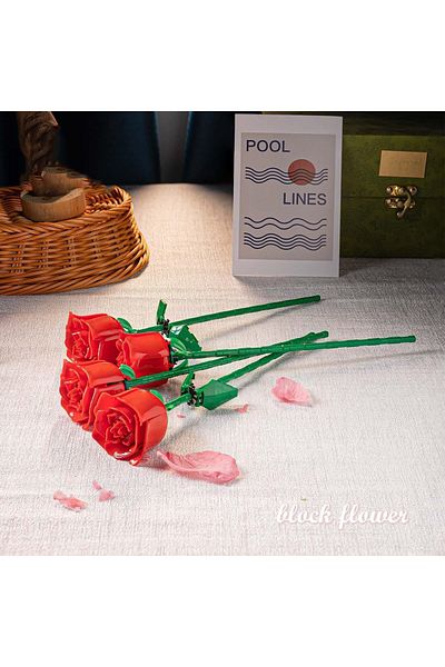 GSF Romantic rose flower bouquet building block eternal model assembly plastic plant brick home decor...