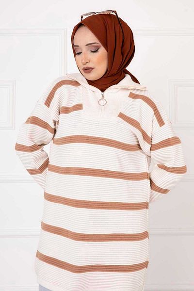 EBRUTESETTÜR Zipper Detailed Striped Tunic