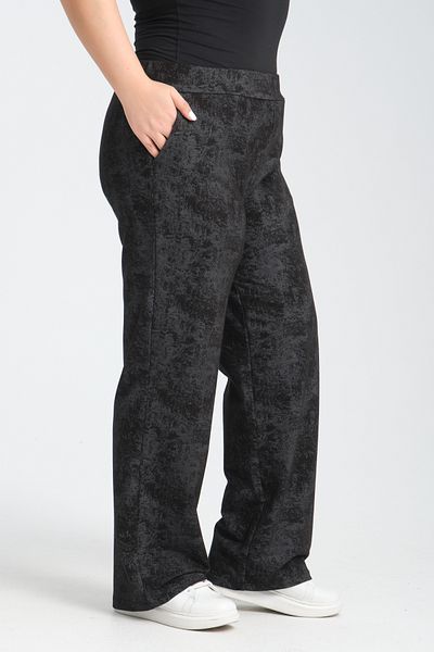 Dejabrew Jeans Black Oil Pattern Printed Trousers with Elastic Waist Pockets A031-1