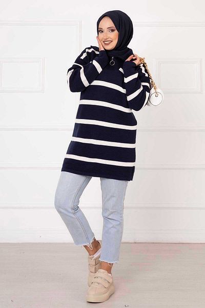 EBRUTESETTÜR Zipper Detailed Striped Tunic