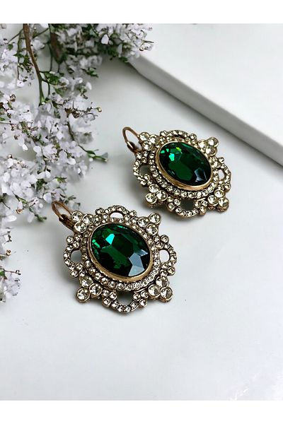 FAYRA ACCESSORIES Zircon Stone Diamond Mounted Earrings