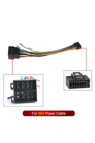 Choice1 كابل محول طاقة عالمي ISO ذو 16 سنًا إلى ISO لوحدة رأس راديو السيارة ب...