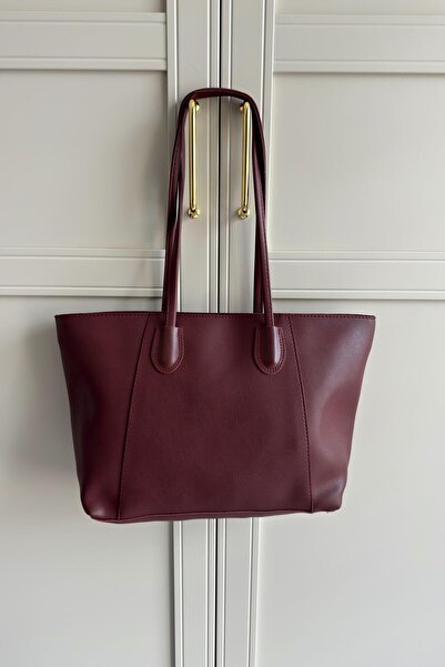 LEONAS Basic Zippered Women's Shoulder Bag Aytek Claret Red