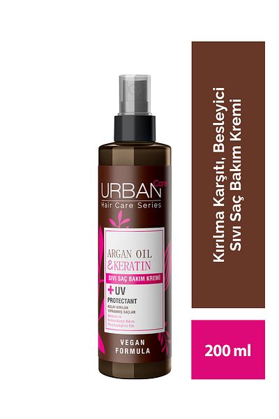 Urban Care Argan Oil & Keratin Easy Break Liquid Hair Care Cream Special for Damaged Hair 2X200Ml-Vegan