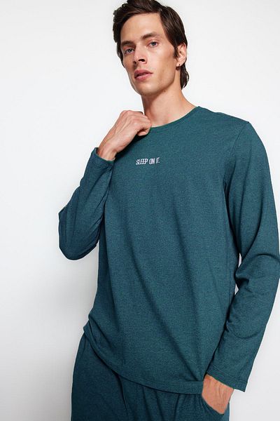 Trendyol Collection Σετ Πιτζάμες Πλεκτές Πιτζάμες Ανδρικές Πιτζάμες με στάμπα κανονικής εφαρμογής - TMNAW24PT00005