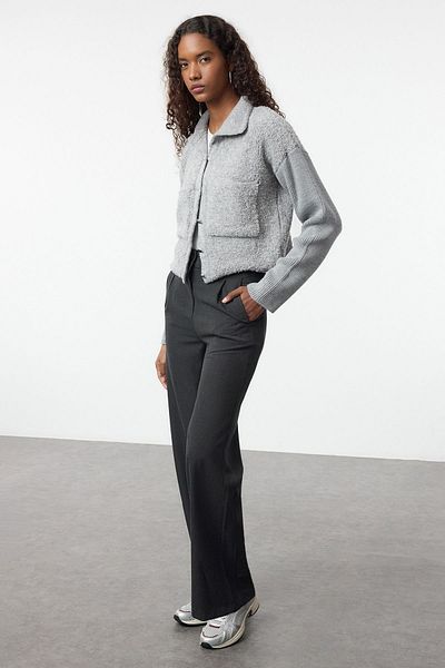 Trendyol Collection Φαρδύ παντελόνι με πλισέ ανθρακί - TWOAW25PL00105