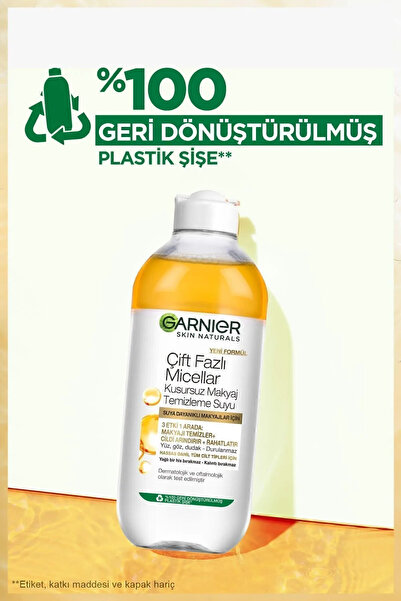Garnier 2'li Çift Fazlı Micellar Makyaj Temizleme Suyu 400ml & Makyaj Pamuğu Hediyeli