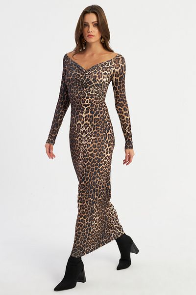 Cool & Sexy Černé dvouřadé maxi šaty s leopardím vzorem - novoroční Lik11