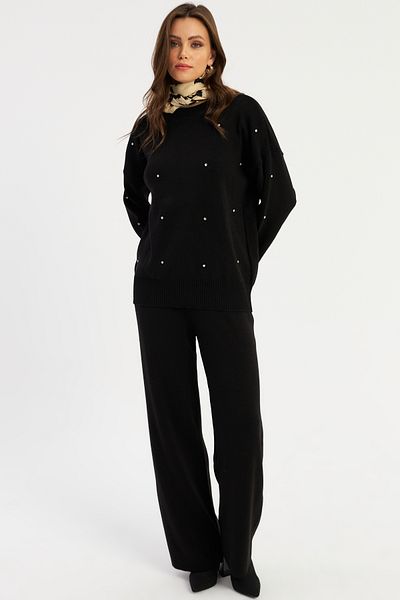 Cool & Modest Black Stone Detailed Women's Set - Myi̇l10