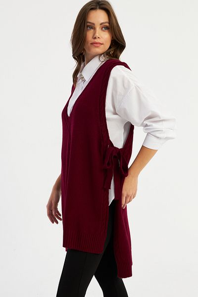 Cool & Modest Claret Red Knitwear Damen-Pullover – MYV103