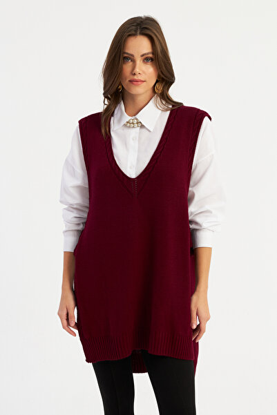 Cool & Modest Claret Red Knitwear Damen-Pullover – MYV103