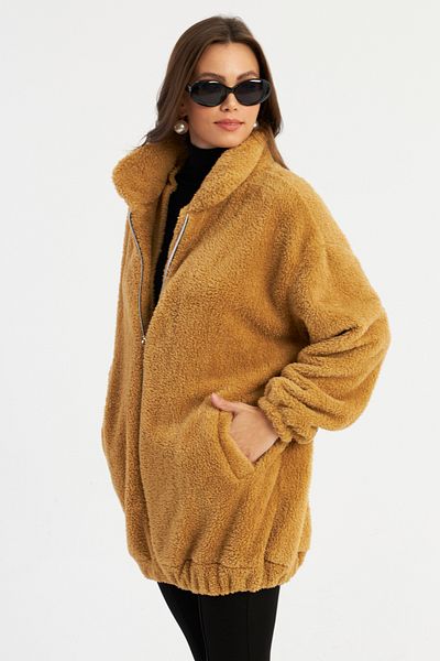 Cool & Modest Mlyt58 Дамско плюшено палто Camel