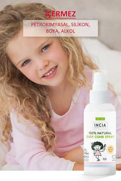 Incia %100 Doğal Kolay Tarama Spreyi Çocuklar İçin Nemlendirici Parlaklaklaştırıcı Anti-Klit 100 ml