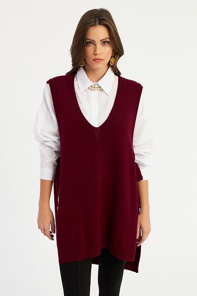 Cool & Modest Claret Red Knitwear Damen-Pullover – MYV103