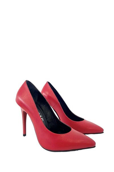 Saracshoes Gerçek Deri Kadın Stiletto Kırmızı Heel