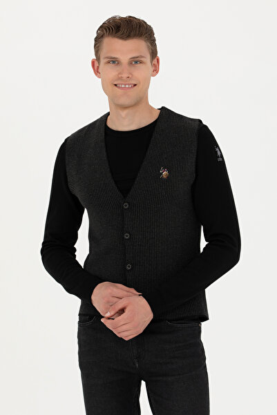 U.S. Polo Assn. سترة تريكو سوداء للرجال 50279961 -VR046