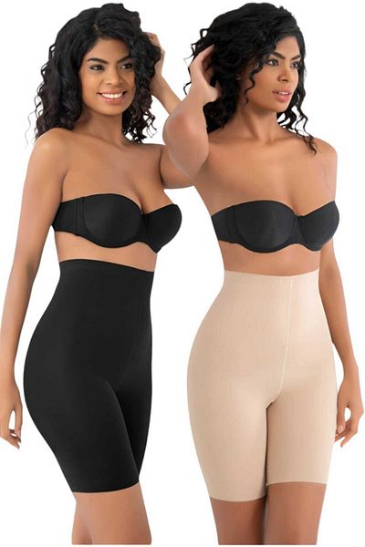 Uniquetrenders Women's Seamless Slimming and Gathering Laser Cut High Waist Leg Corset Set of 2