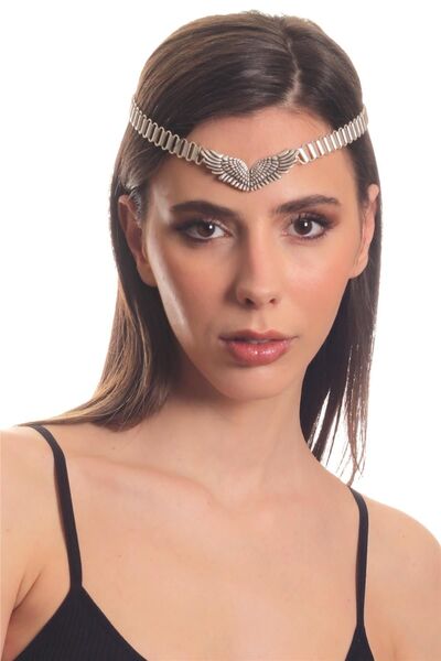 LABALABA Kadın Antik Gümüş Kaplama Melek Kanadı Tasarım Saç Zinciri