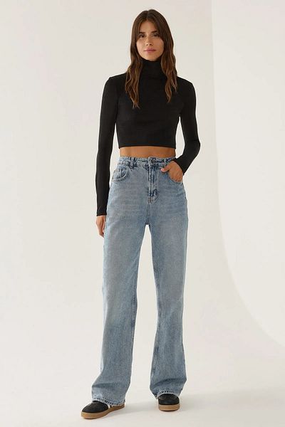 Hiccup Πλεκτό Crop Top με ψηλό γιακά