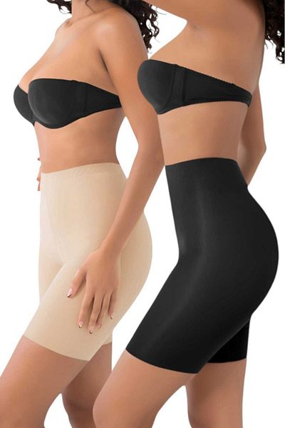 Uniquetrenders Women's Seamless Slimming and Gathering Laser Cut Leg Corset Set of 2