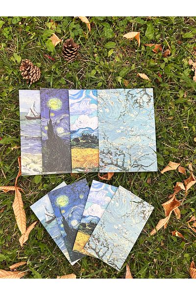 Fly Notes Σετ σημειωματάριων Van Gogh 8 τεμαχίων χωρίς γραμμή 64 σελίδων Σχολικό σημειωματάριο 13x20 cm 10x15 cm