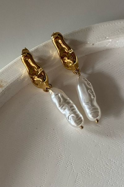 Beca Atelier 316L Steel Hanging Pearls Earrings