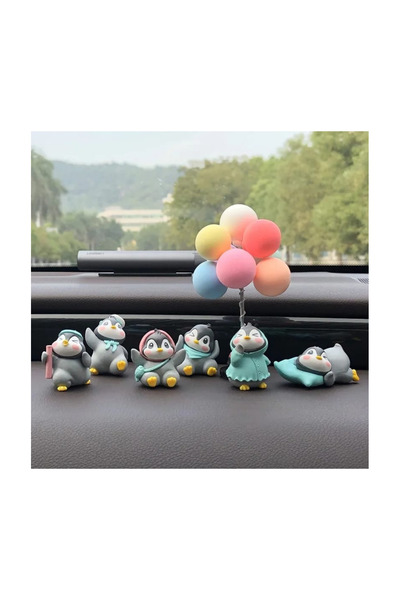himi bijuteri aksesuar 5'li Penguenler Balon Hariç Dikiz Aynası Ayna Süsü Ara...