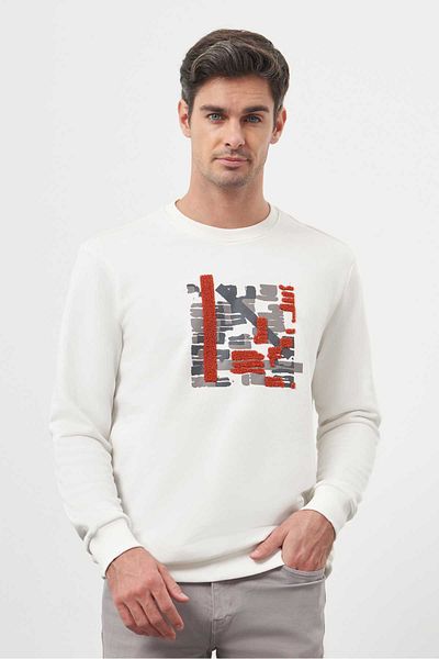 Morven Ανδρικό φούτερ White Trend Crew Neck