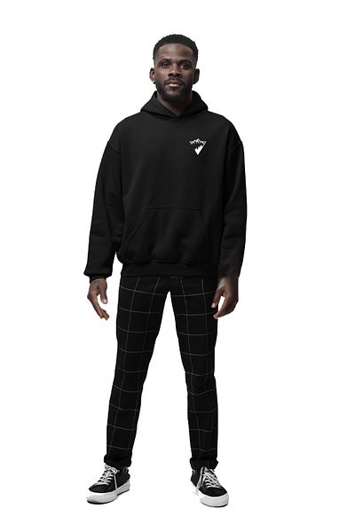 swOzz Mountain and Forest Minimal Printed Thick Cotton Oversize Unisex Black Sweatshirt