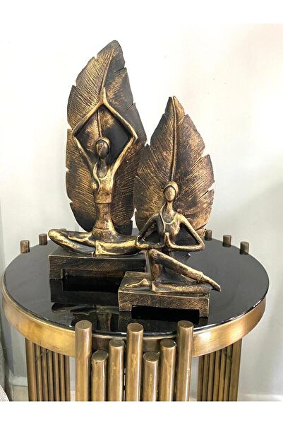 Mirsa Global Dekratif Yapraklı Yoga Yapan Kadın Heykeli 2 li