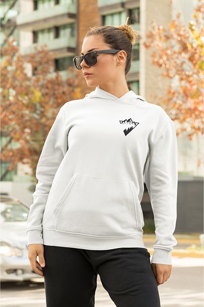 swOzz Mountain and Forest Minimal Printed Thick Cotton Oversize Unisex Black Sweatshirt